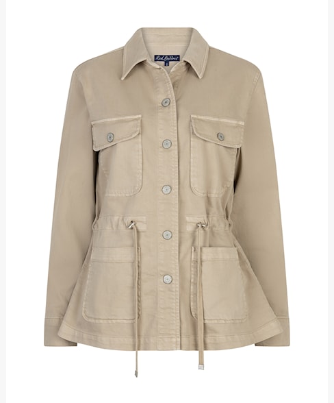 Red Button Robie Drawstring Waist Pocket Front Jacket