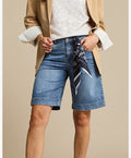 Red Button Kate Bermuda Scarf Detail Denim Shorts