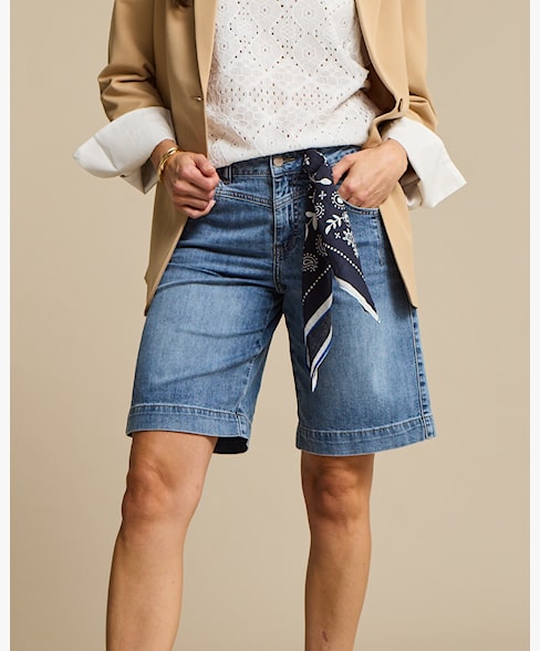 Red Button Kate Bermuda Scarf Detail Denim Shorts