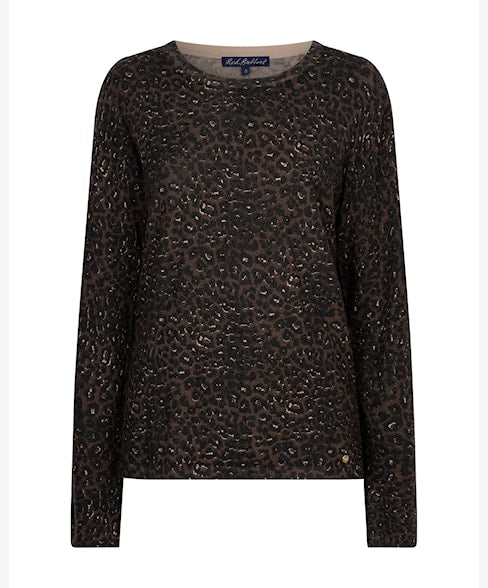 Red Button Sweet Animal Print Knit – Coffee