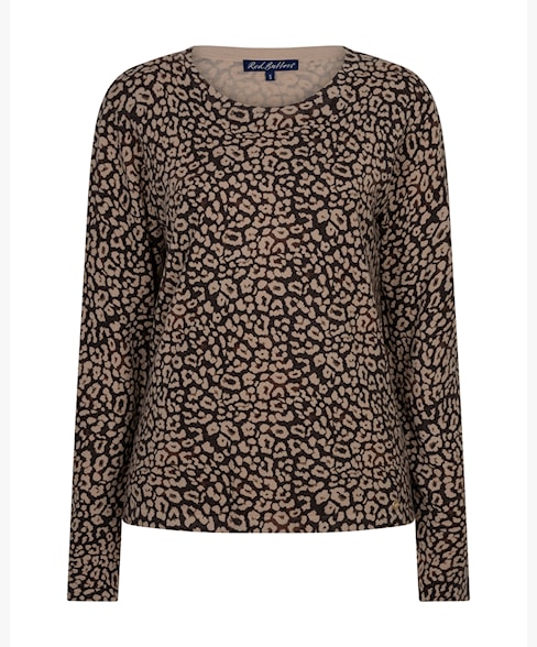 Red Button Sweet Animal Print Knit – Espresso