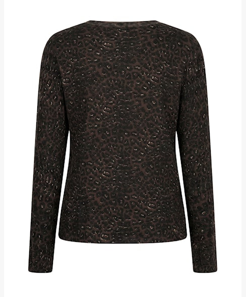Red Button Sweet Animal Print Knit – Coffee