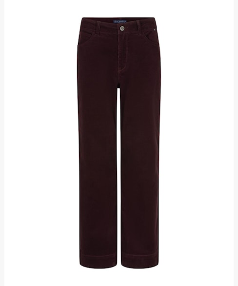 Red Button Conny Fine Cord Wide-Leg Trousers – Burgundy