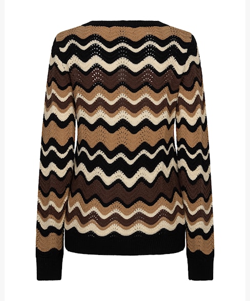 Red Button Fanny Stripe Crochet Knit – Brown Mix