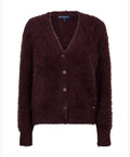 Red Button Fuzzy Cardigan – Burgundy