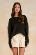 Elan Blanket Stitch Arm Chunky Cable Knit Jumper