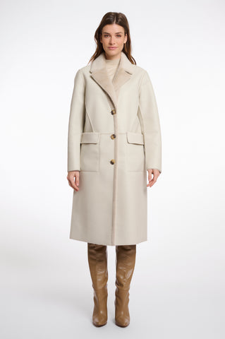 Rino & Pelle Tatiana Reversible Faux Fur Coat - Cream