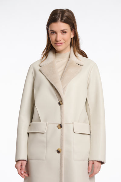 Rino & Pelle Tatiana Reversible Faux Fur Coat - Cream
