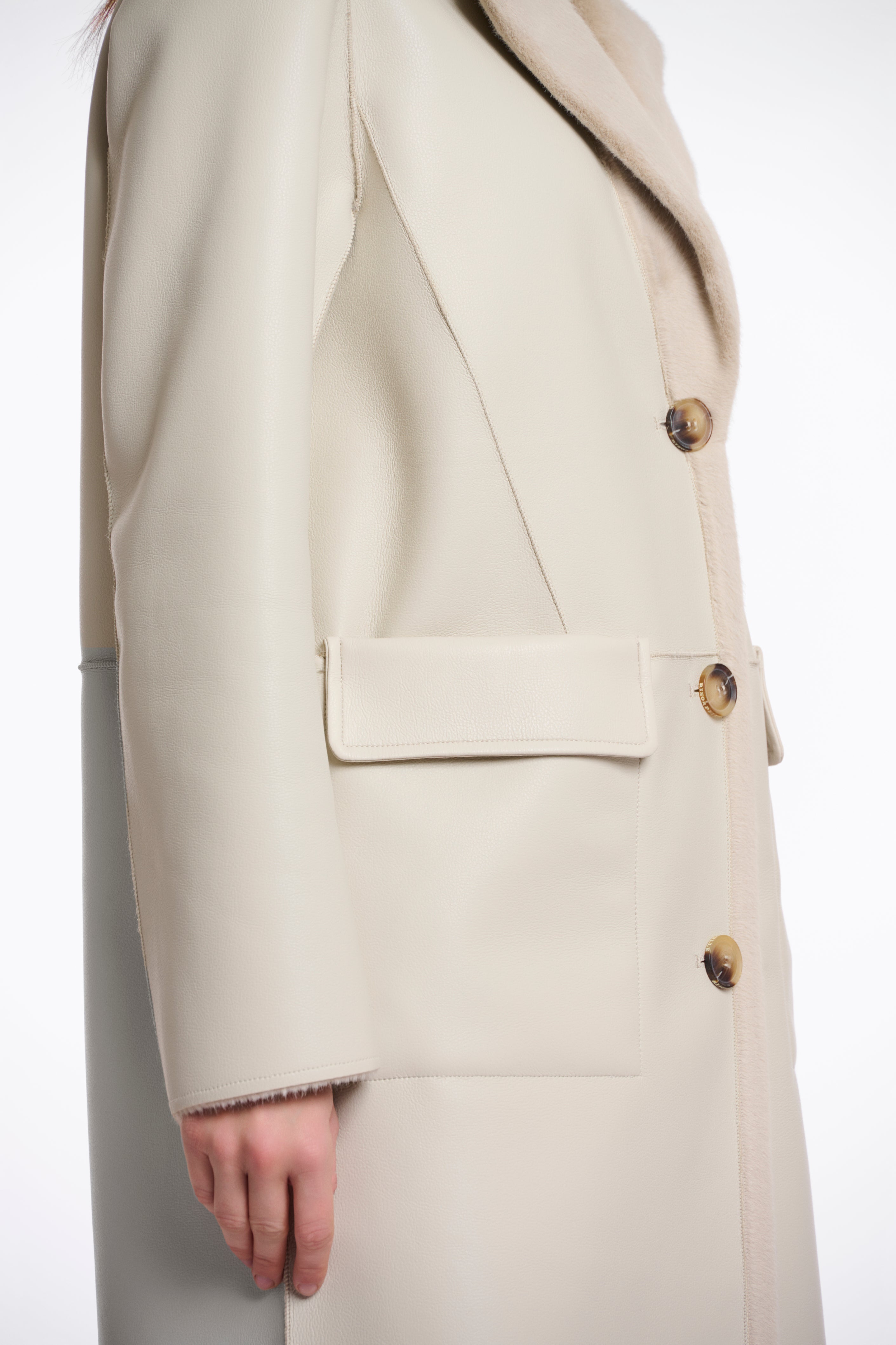 Rino & Pelle Tatiana Reversible Faux Fur Coat - Cream