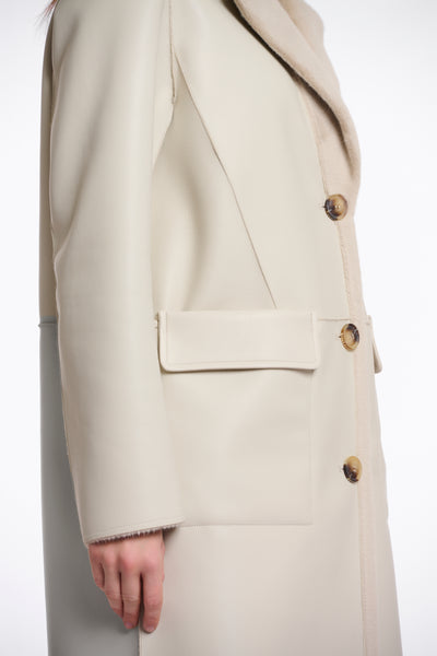 Rino & Pelle Tatiana Reversible Faux Fur Coat - Cream