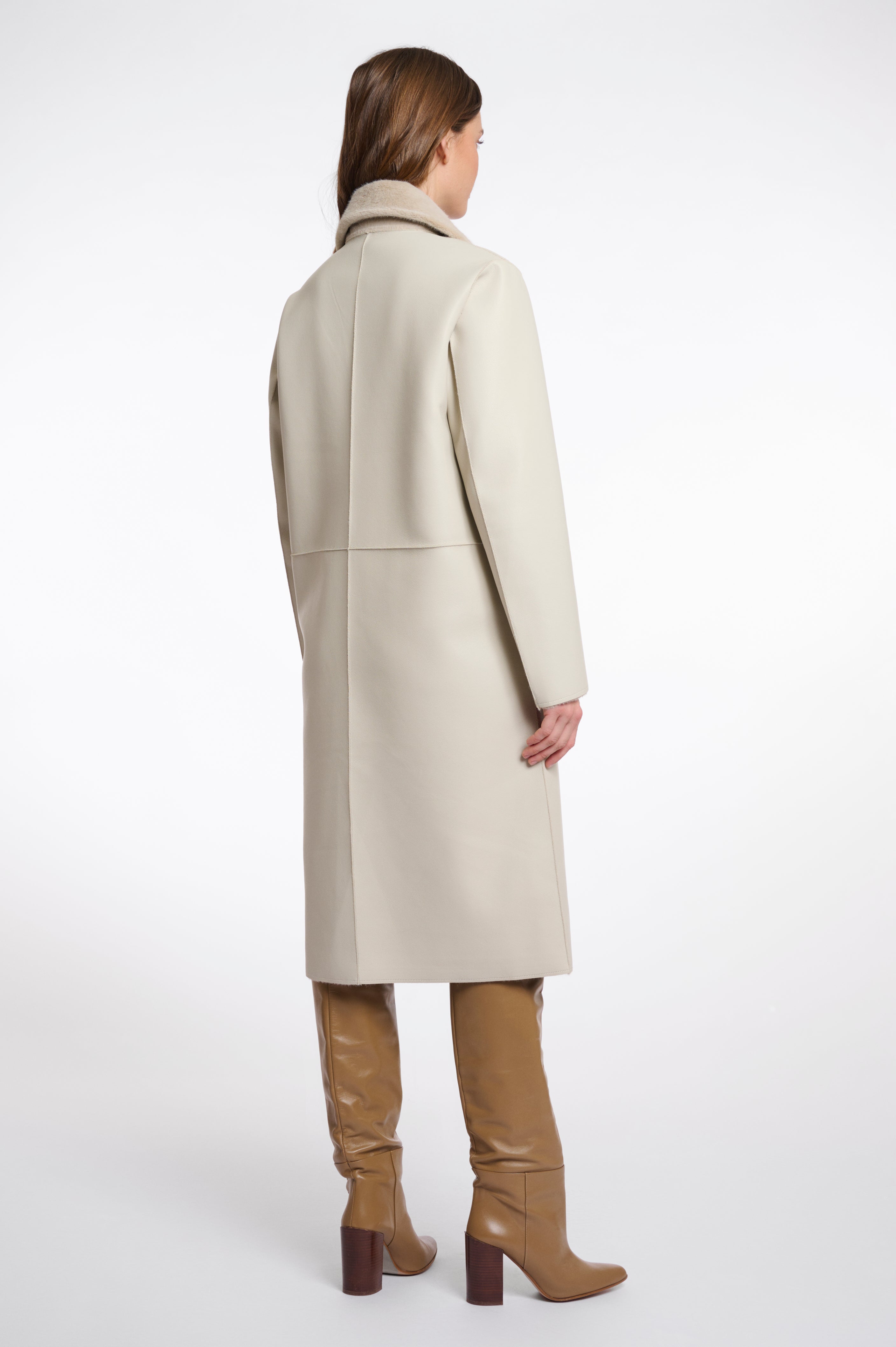 Rino & Pelle Tatiana Reversible Faux Fur Coat - Cream