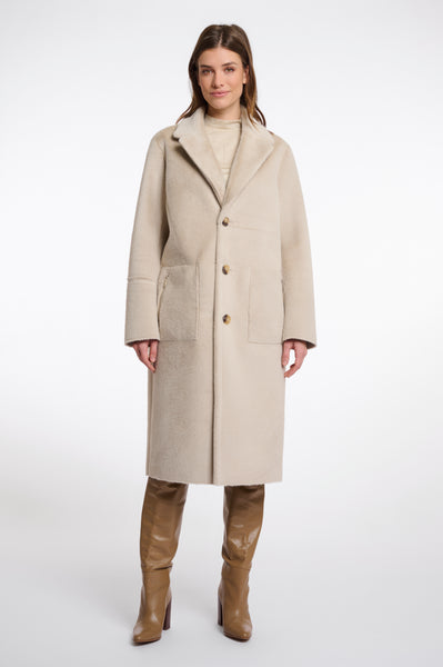 Rino & Pelle Tatiana Reversible Faux Fur Coat - Cream