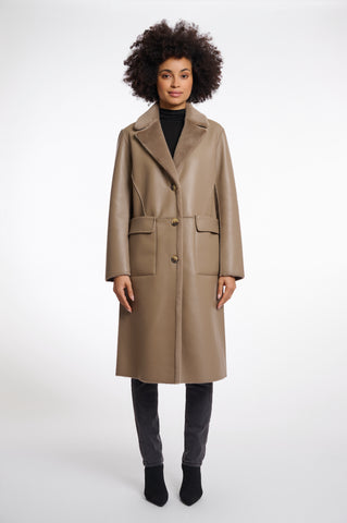 Rino & Pelle Tatiana Reversible Faux Fur Coat - Taupe