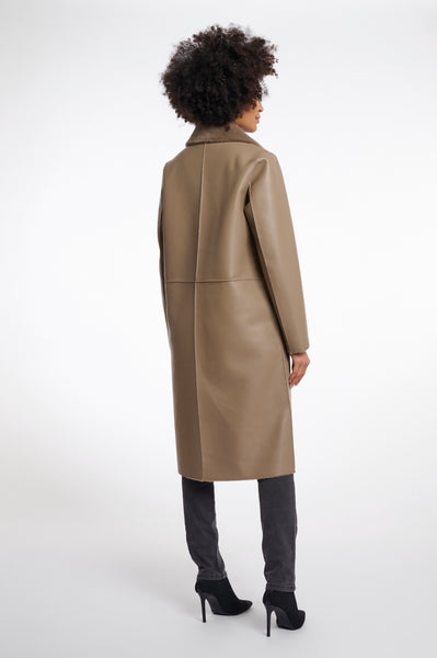 Rino & Pelle Tatiana Reversible Faux Fur Coat - Taupe