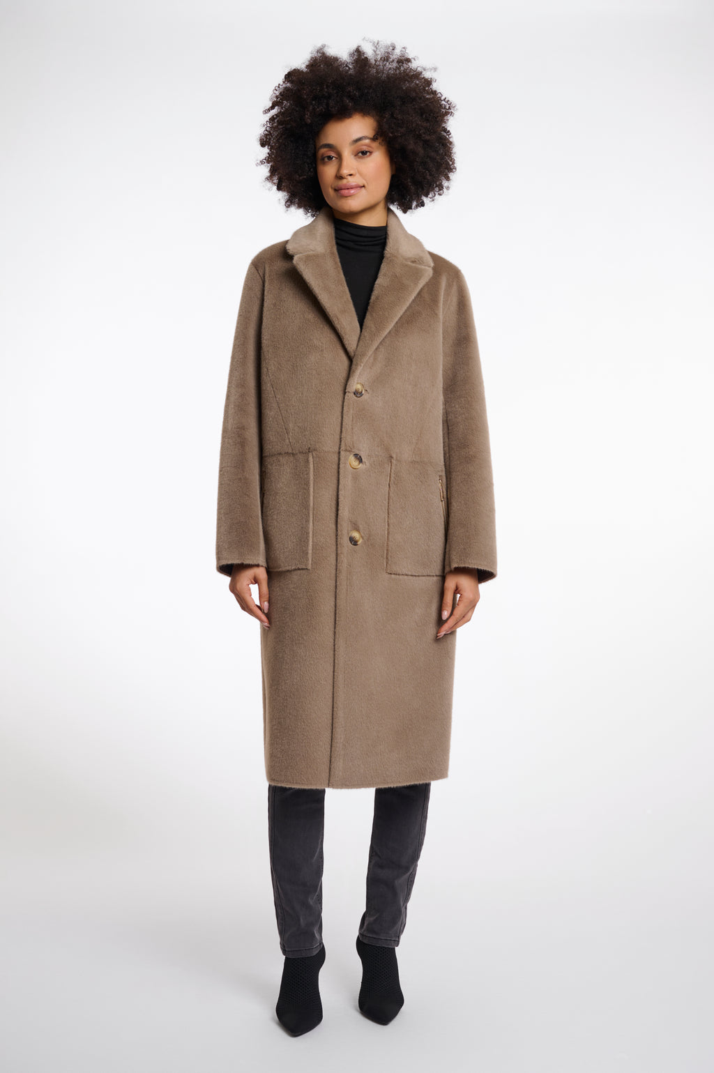 Rino & Pelle Tatiana Reversible Faux Fur Coat - Taupe