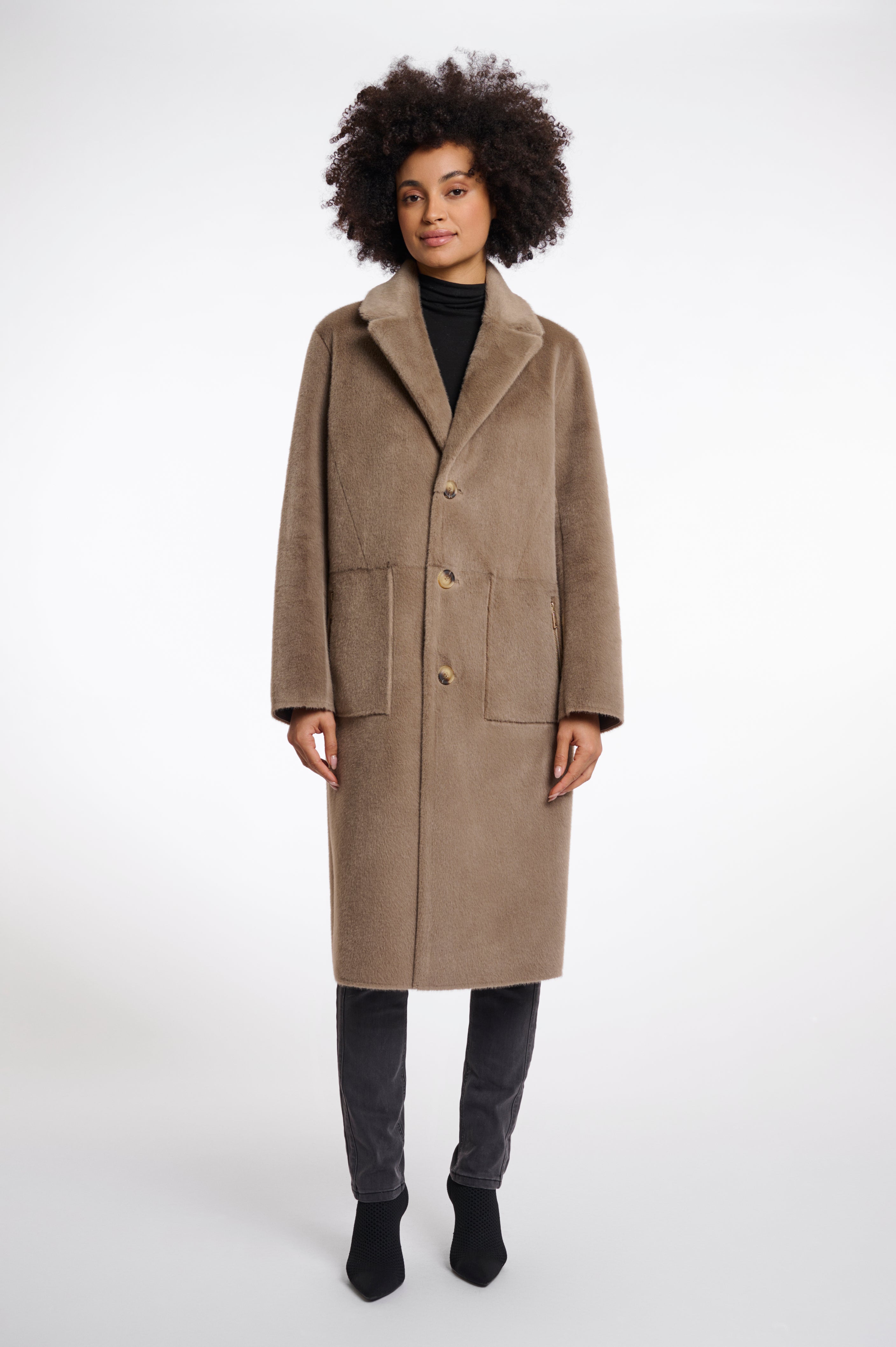 Rino & Pelle Tatiana Reversible Faux Fur Coat - Taupe