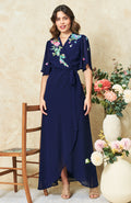 Hope & Ivy The Jillian Embellished Wrap Maxi Dress - Navy