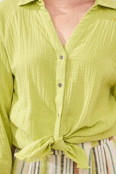 Tribal Crinkled Cotton Muslin Button Up Shirt