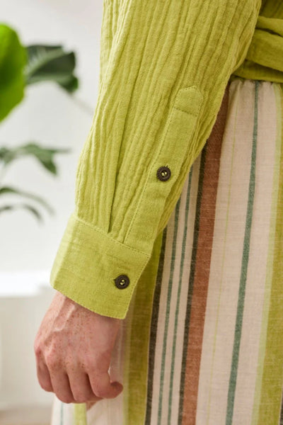 Tribal Crinkled Cotton Muslin Button Up Shirt