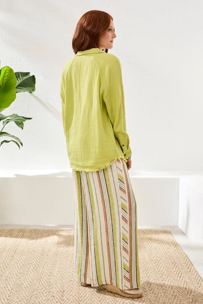 Tribal Crinkled Cotton Muslin Button Up Shirt