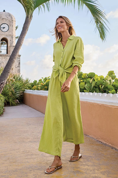 Tribal Crinkled Cotton Muslin Pull On Trousers