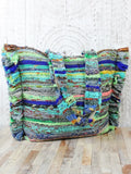 Suzie Blue Upcycled sari Fabric Shopper