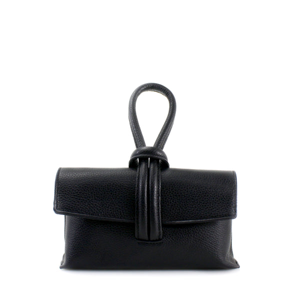 Leather Top Handle Clutch Bag