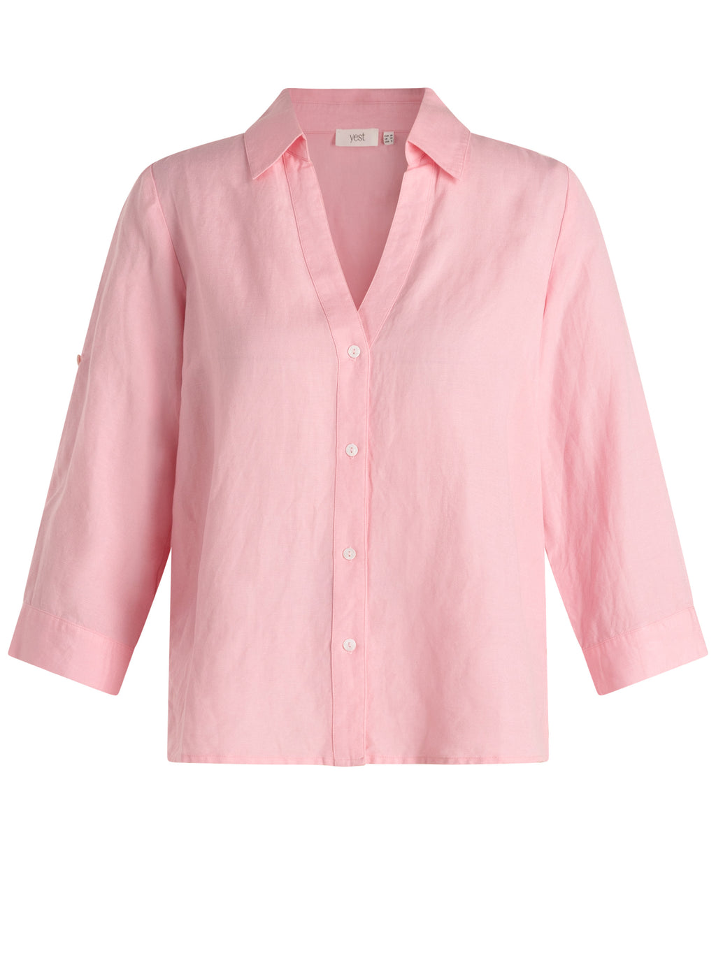 Yest Mietta Linen Blend V-Neck Shirt - Pink