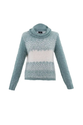 Marble Fashions Fluffy Stripe Knit in Dusty Blue