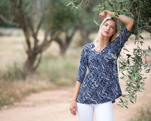 Marble Fashions Wave Print Empire Tunic