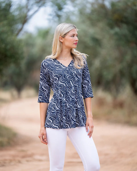 Marble Fashions Wave Print Empire Tunic