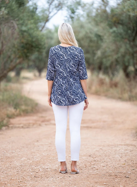 Marble Fashions Wave Print Empire Tunic