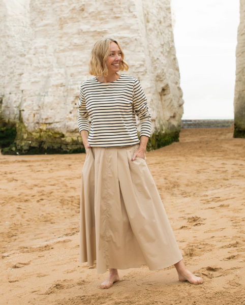Chalk Fleur Stripe Breton Top - Black and Cream