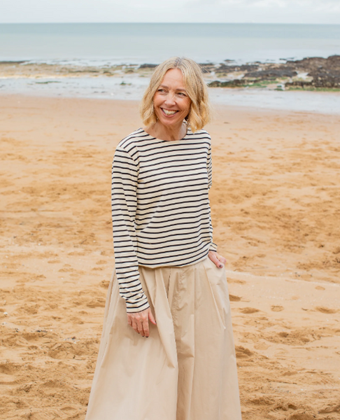 Chalk Fleur Stripe Breton Top - Black and Cream