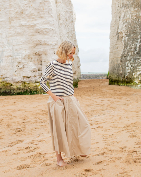 Chalk Fleur Stripe Breton Top - Black and Cream