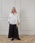 Chalk Flo Oversized Satin Shirt - Off White