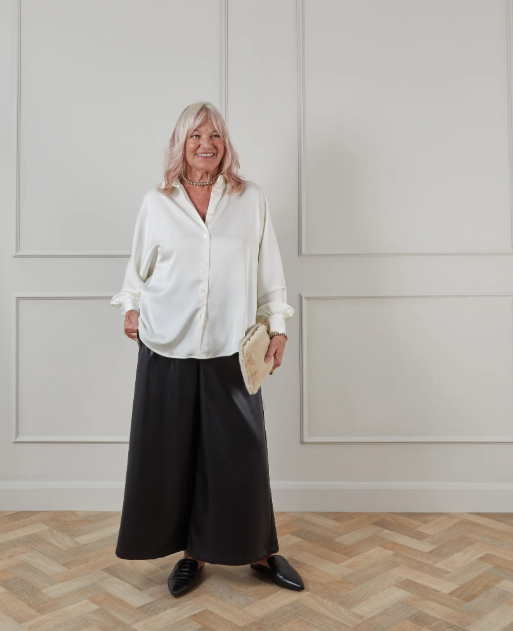 Chalk Flo Oversized Satin Shirt - Off White