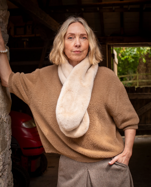 Chalk Mai Fluffy Knit Top - Tan