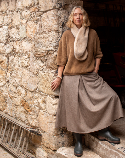 Chalk Mai Fluffy Knit Top - Tan