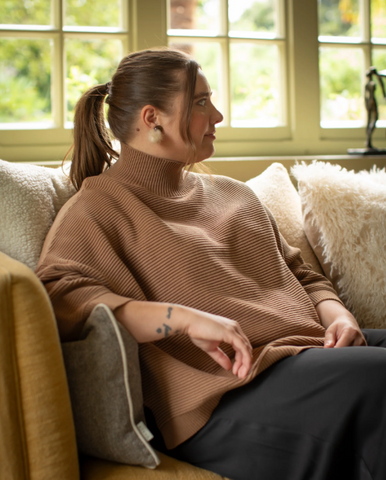 Chalk Vicki Cotton Ribbed Jumper - Tan
