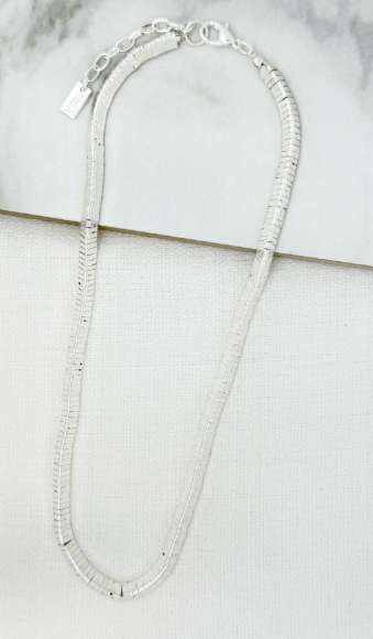 Envy 3D Snake Chain Short Necklace - Silver