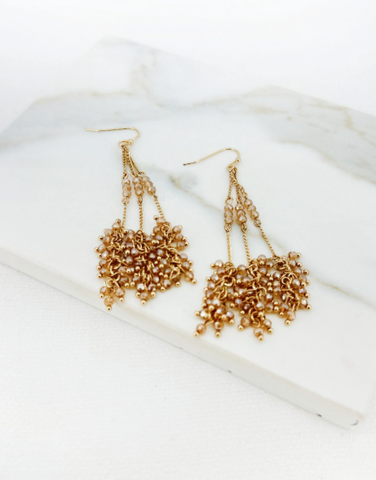 Envy Cascading Crystal Beaded Earrings - Gold