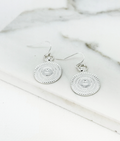 Envy Detailed Disc Drop Earrings - Silver