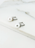 Envy Diamante Pearl Drop Earrings - Silver