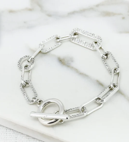 Envy Diamante Chain Link Bracelet - Silver