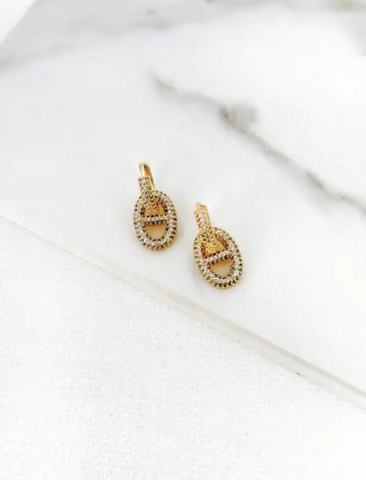 Envy Link Drop Diamante Earrings - Gold