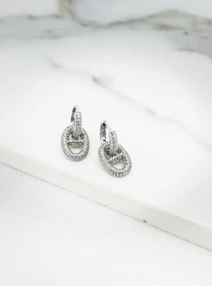 Envy Link Drop Diamante Earrings - Silver