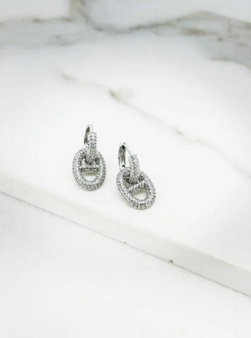 Envy Link Drop Diamante Earrings - Silver