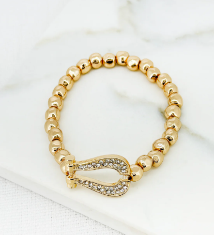 Envy Diamante Horseshoe Bracelet - Gold