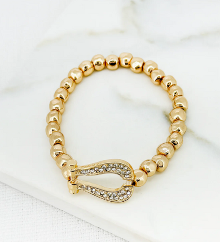 Envy Diamante Horseshoe Bracelet - Gold